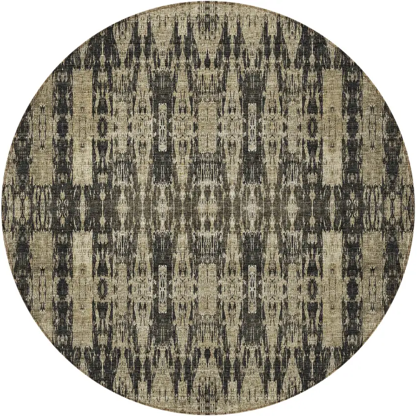 Black Round Moroccan Washable Non Skid Indoor Outdoor Area Rug Photo 5