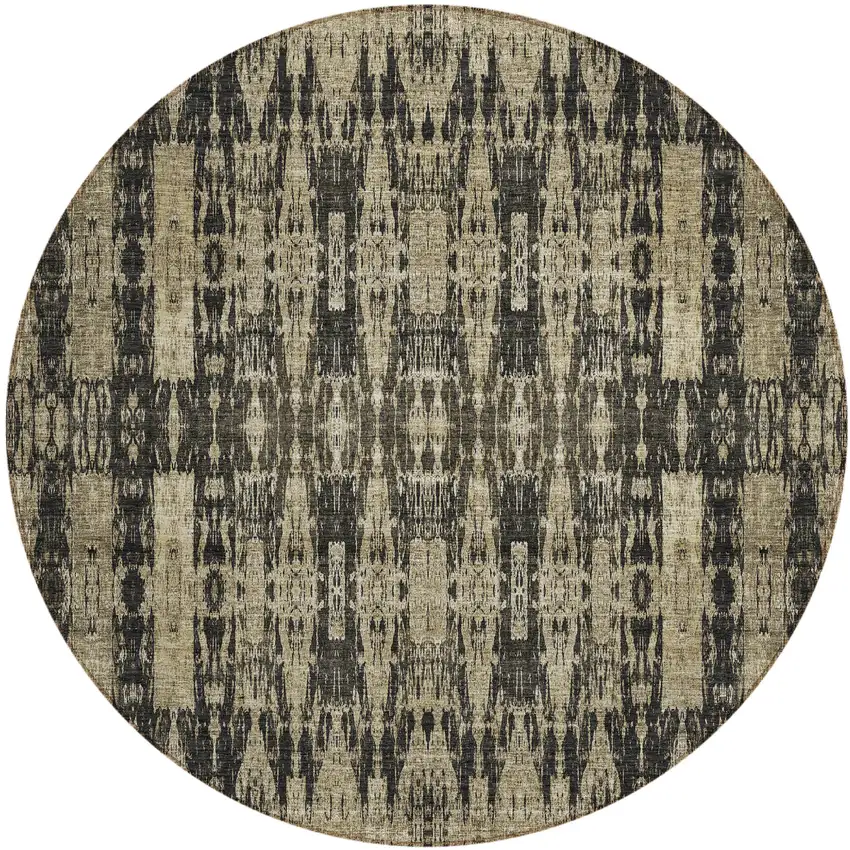 Black Round Moroccan Washable Non Skid Indoor Outdoor Area Rug Photo 2