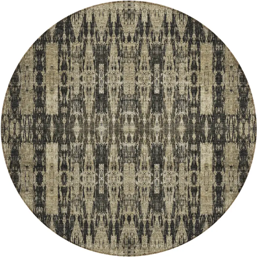 Black Round Moroccan Washable Non Skid Indoor Outdoor Area Rug Photo 2