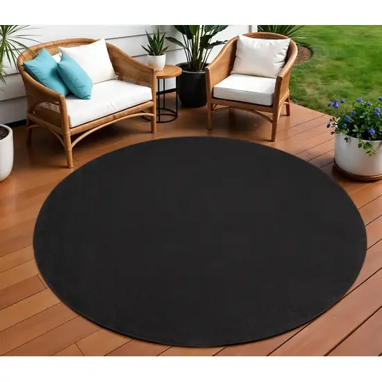 Black Round Indoor Outdoor Area Rug Photo 2