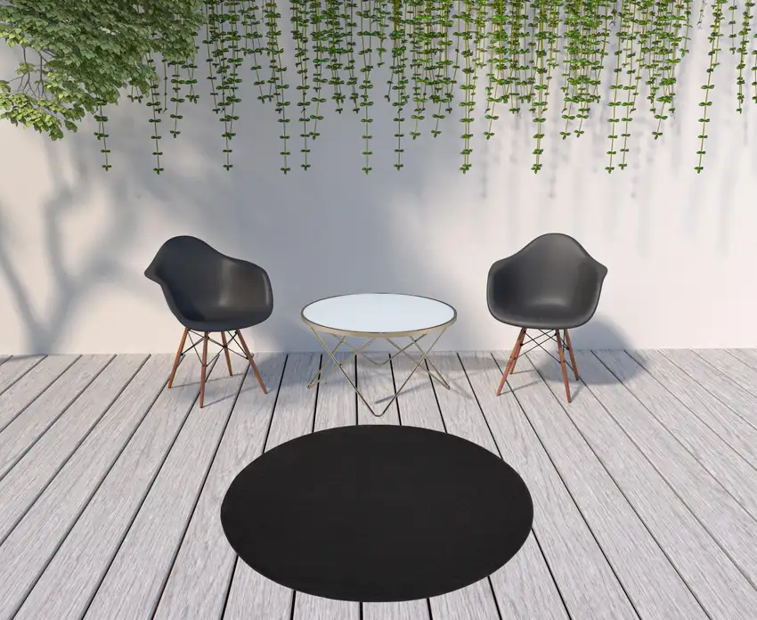 Black Round Non Skid Indoor Outdoor Area Rug Photo 2