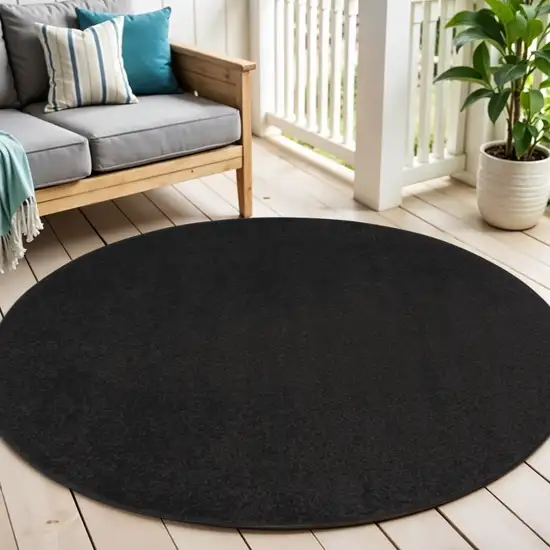 Black Round Indoor Outdoor Area Rug Photo 2