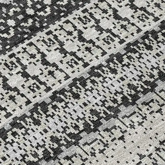 Black Round Striped Washable Non Skid Indoor Outdoor Area Rug Photo 5