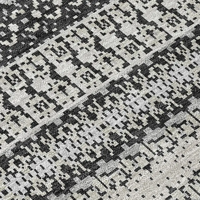 Black Round Striped Washable Non Skid Indoor Outdoor Area Rug Photo 5