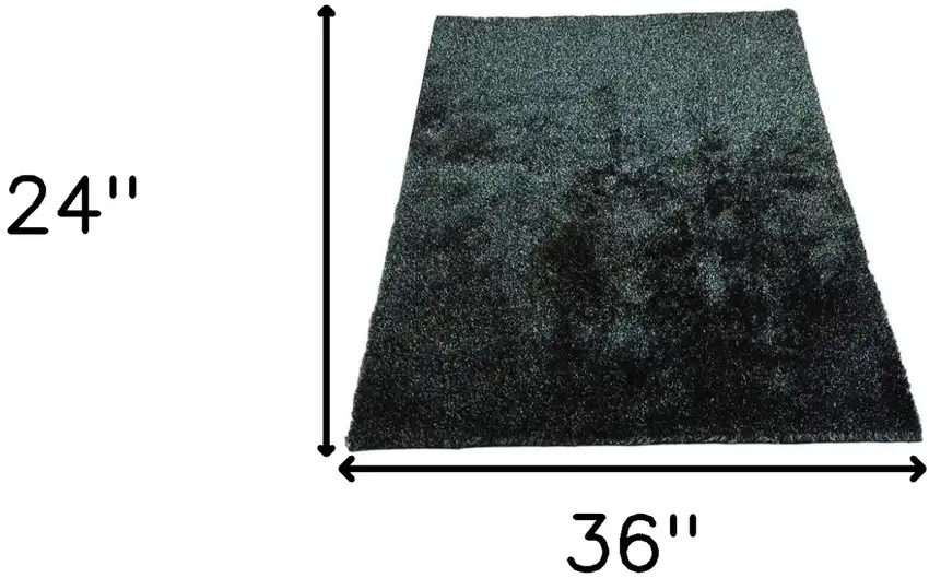 Black Shag Hand Tufted Area Rug Photo 6