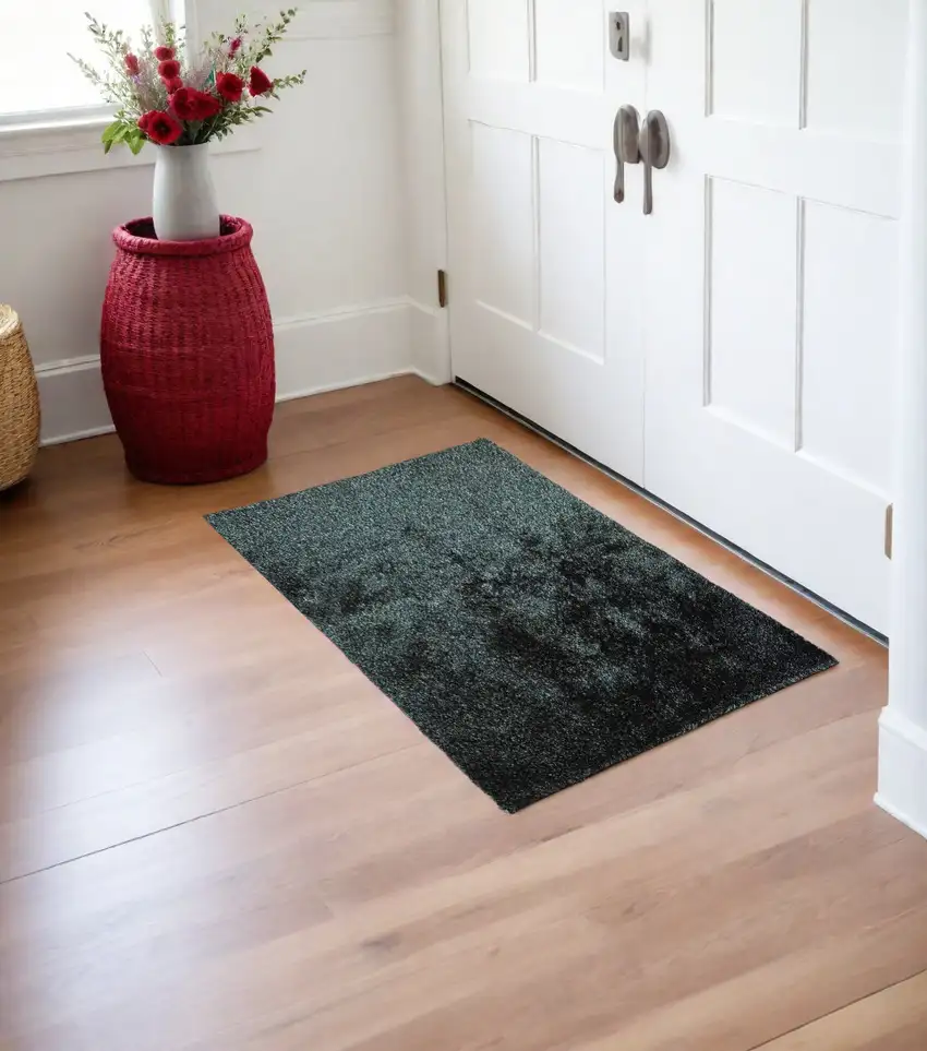 Black Shag Hand Tufted Area Rug Photo 1