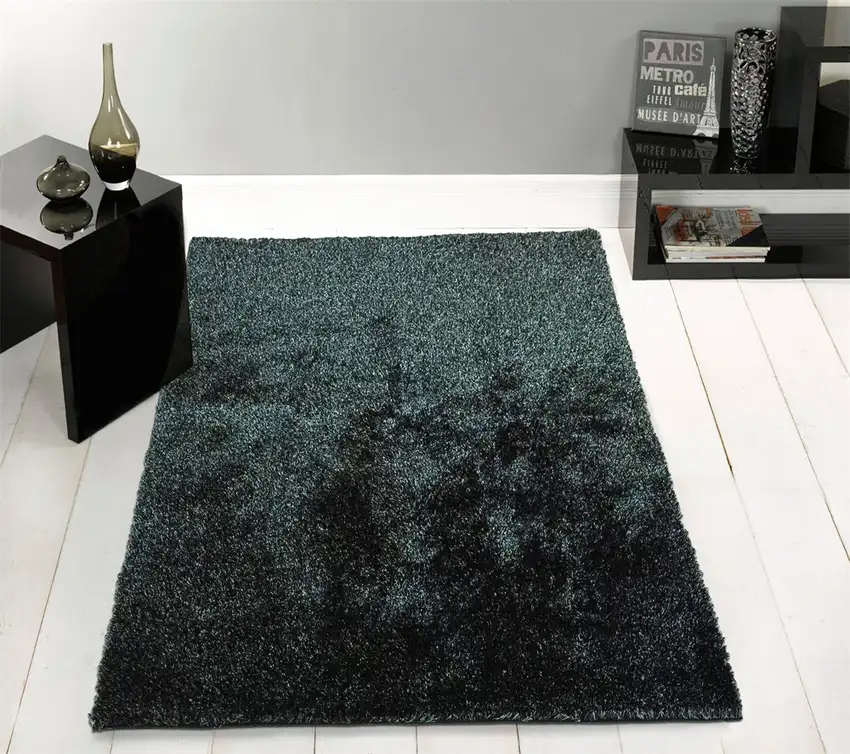 Black Shag Hand Tufted Area Rug Photo 4