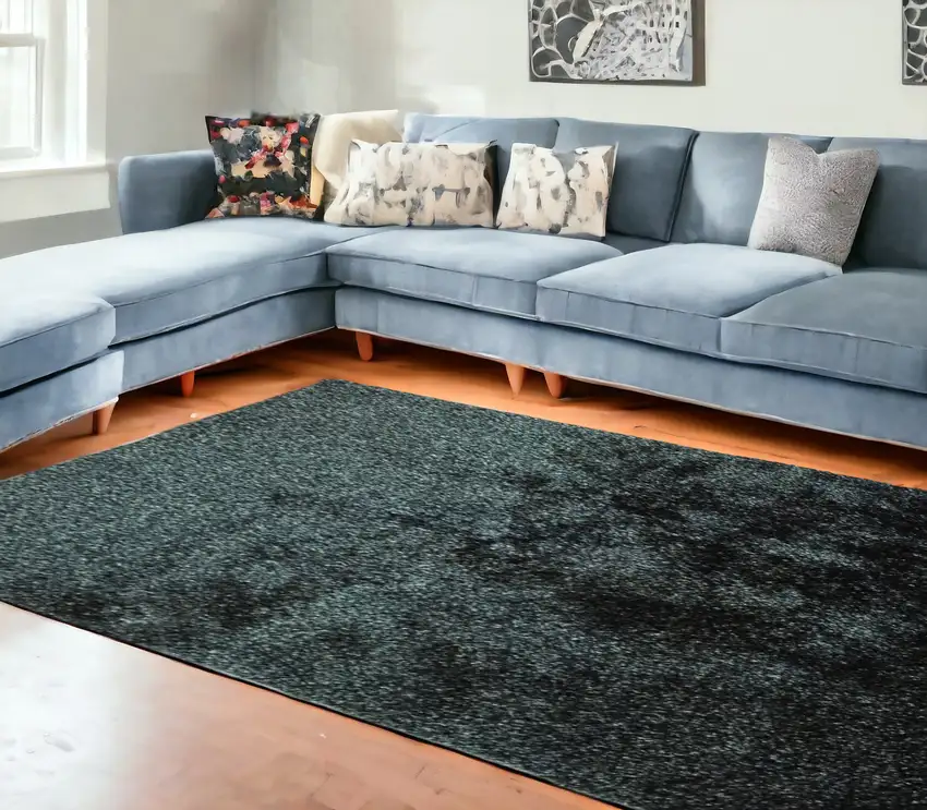 Black Shag Hand Tufted Area Rug Photo 1