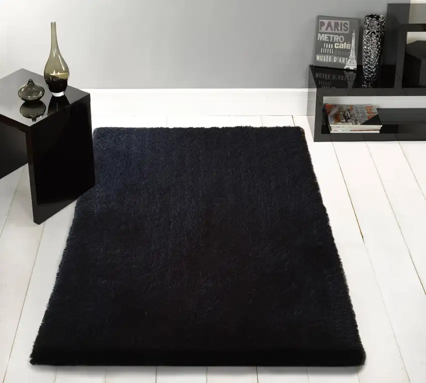 Black Shag Hand Tufted Area Rug Photo 4