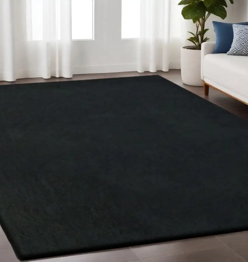 Black Shag Hand Tufted Area Rug Photo 1