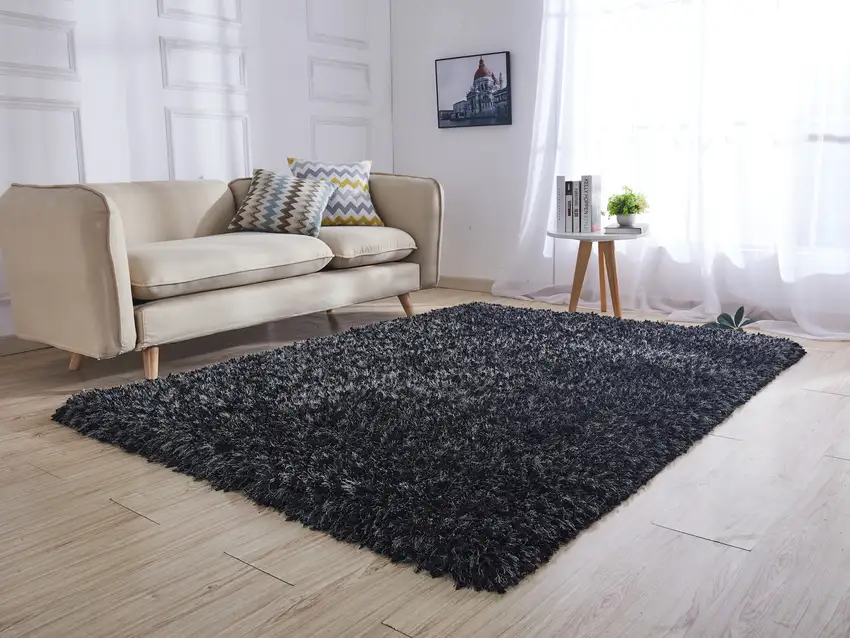 Black Shag Hand Tufted Area Rug Photo 4