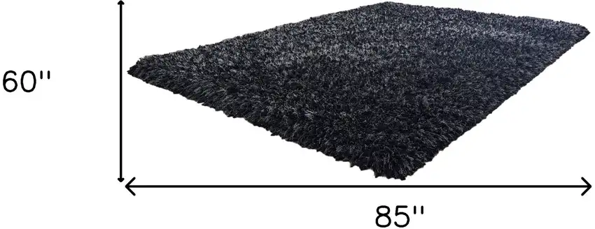 Black Shag Hand Tufted Area Rug Photo 3
