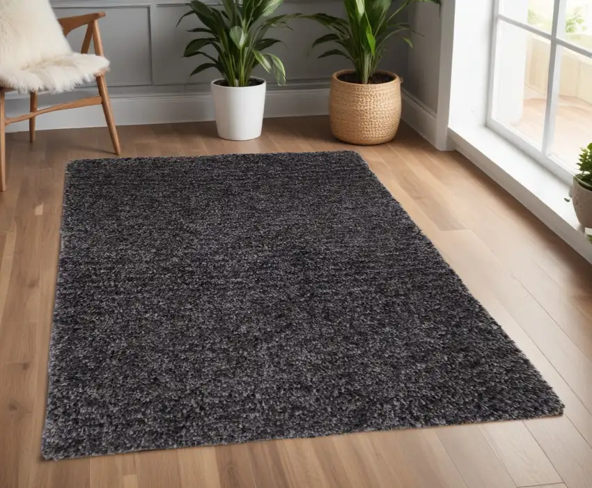 Black Shag Hand Tufted Area Rug Photo 1