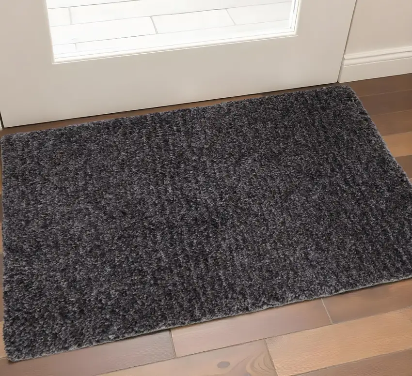 Black Shag Hand Tufted Area Rug Photo 2