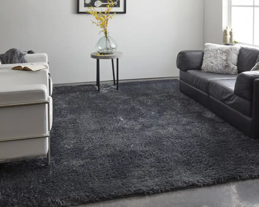 Black Shag Power Loom Area Rug Photo 6