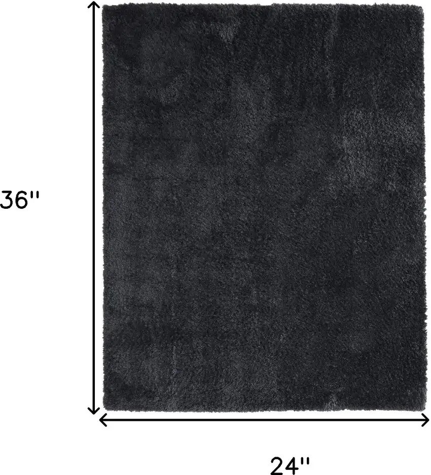 Black Shag Power Loom Area Rug Photo 8
