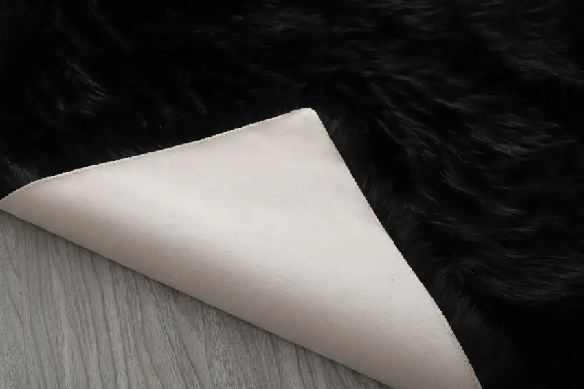 Black Shag Sheepskin Washable Area Rug Photo 7