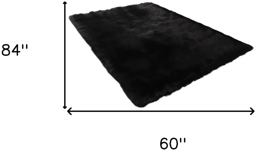 Charcoal Faux Sheepskin Shag Washable Area Rug Photo 3