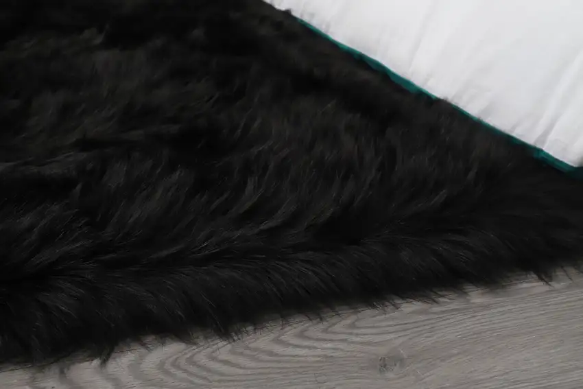 Black Shag Sheepskin Washable Area Rug Photo 6