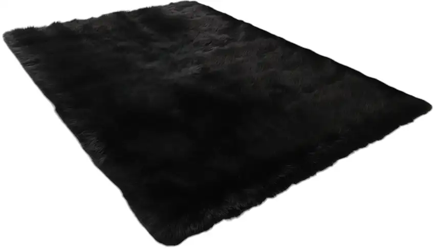 Black Shag Sheepskin Washable Area Rug Photo 1
