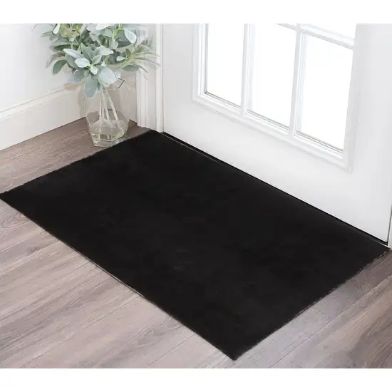 Black Shag Tufted Handmade Area Rug Photo 1