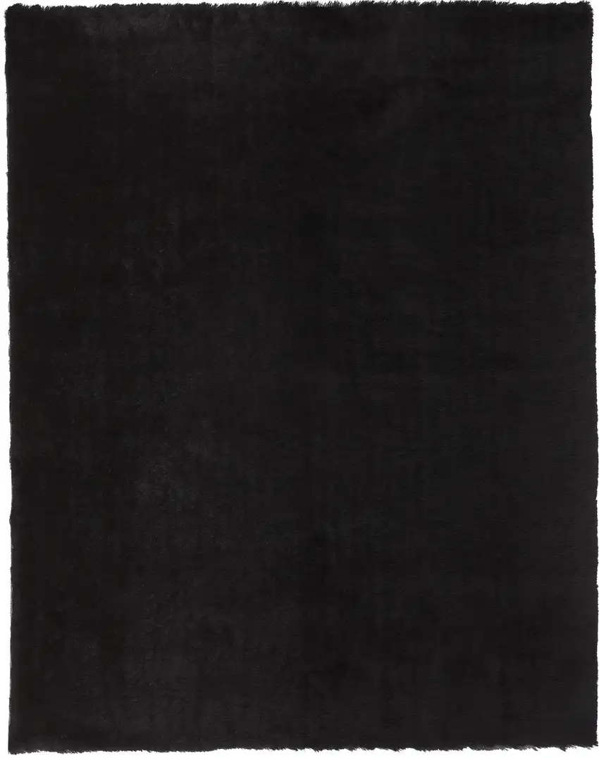Black Shag Tufted Handmade Area Rug Photo 1