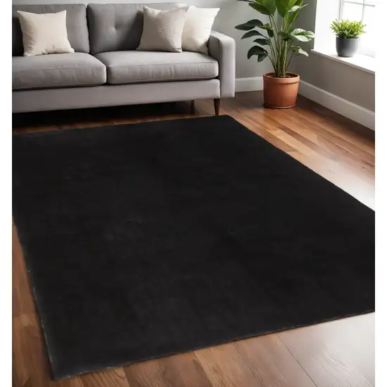 Black Shag Tufted Handmade Area Rug Photo 1