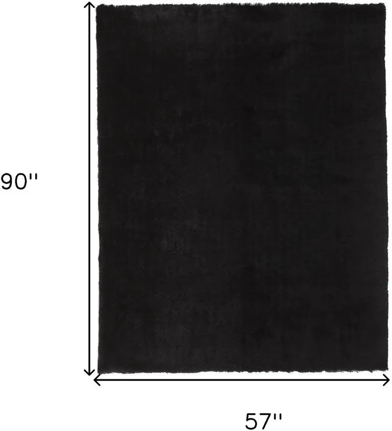 Black Shag Tufted Handmade Area Rug Photo 3