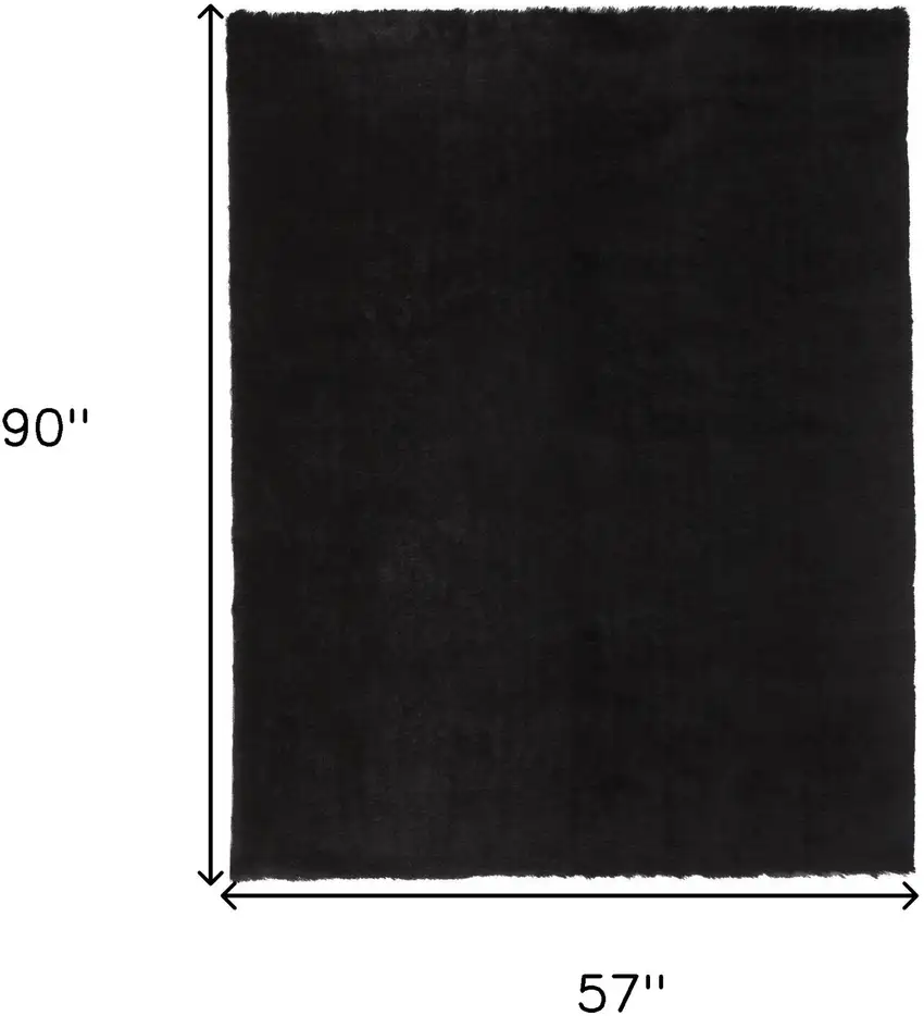 Black Shag Tufted Handmade Area Rug Photo 3