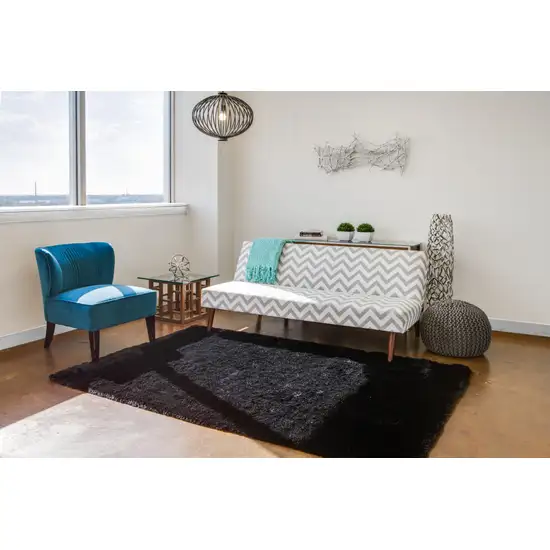 Black Shag Tufted Handmade Area Rug Photo 5