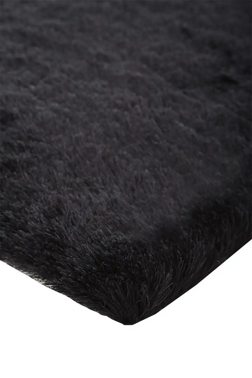 Black Shag Tufted Handmade Area Rug Photo 6