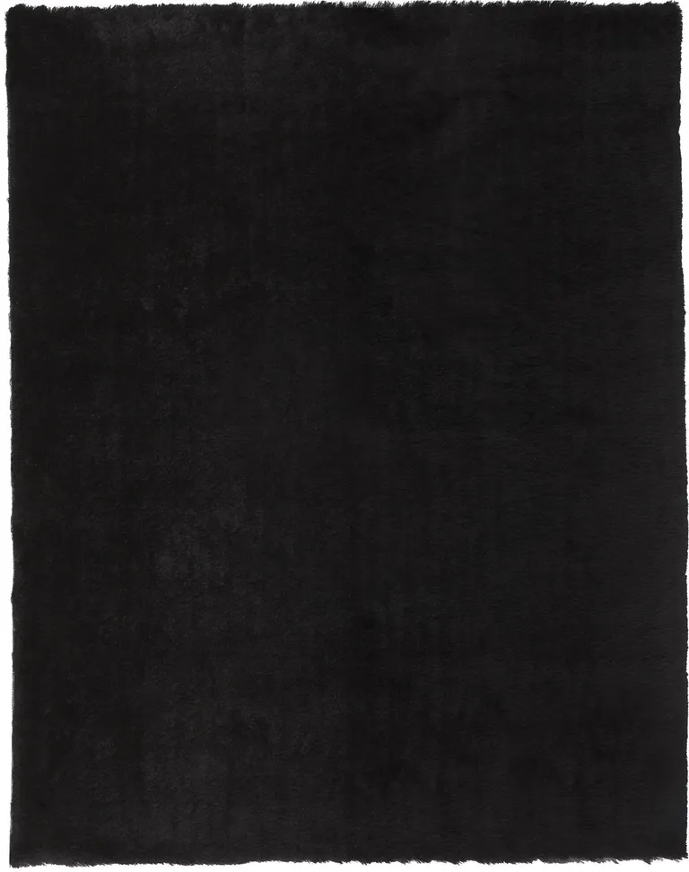 Black Shag Tufted Handmade Area Rug Photo 2