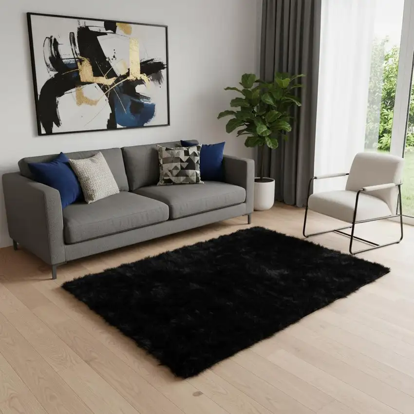 Black Shag Area Rug Photo 1