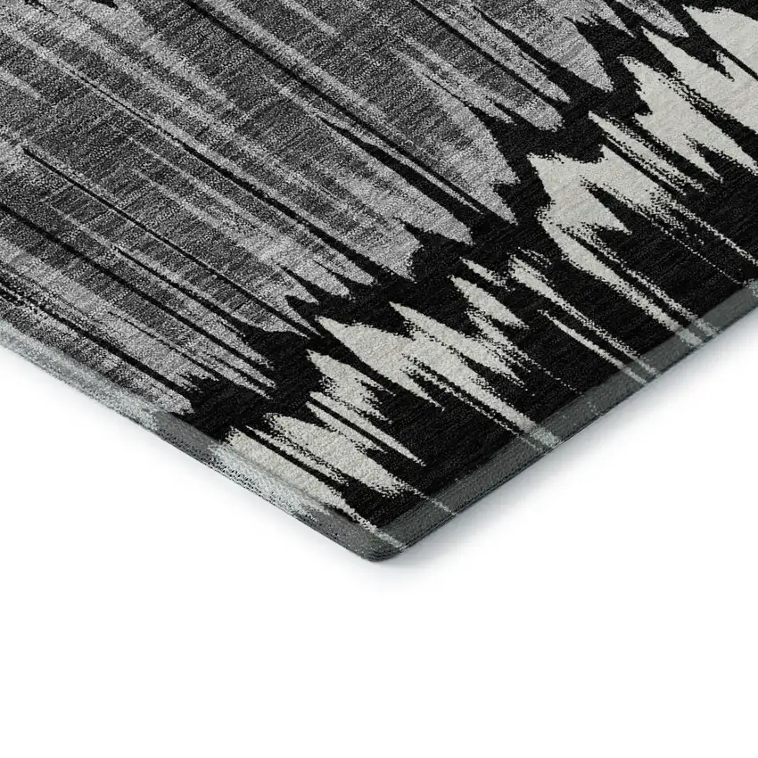Black Silver And Brown Striped Washable Area Rug With UV Protection Photo 8