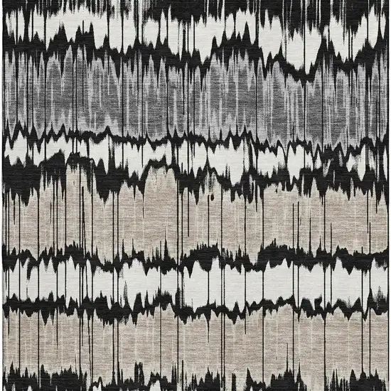 Black Silver And Brown Striped Washable Area Rug With UV Protection Photo 3