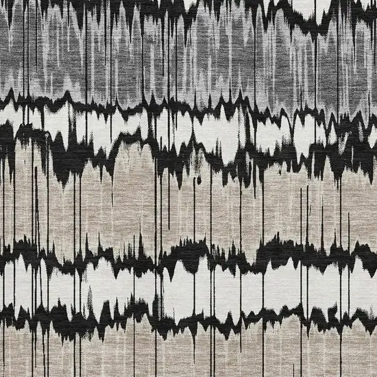 Black Silver And Brown Striped Washable Area Rug With UV Protection Photo 3