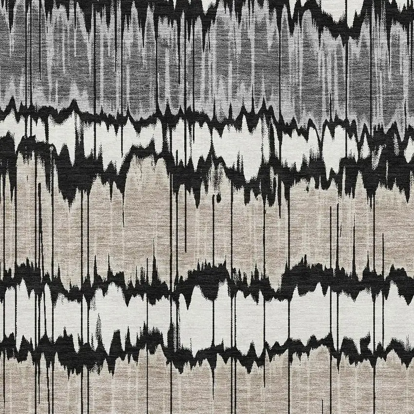 Black Silver And Brown Striped Washable Area Rug With UV Protection Photo 3