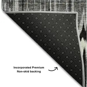 Photo of Black Silver And Brown Striped Washable Area Rug With UV Protection