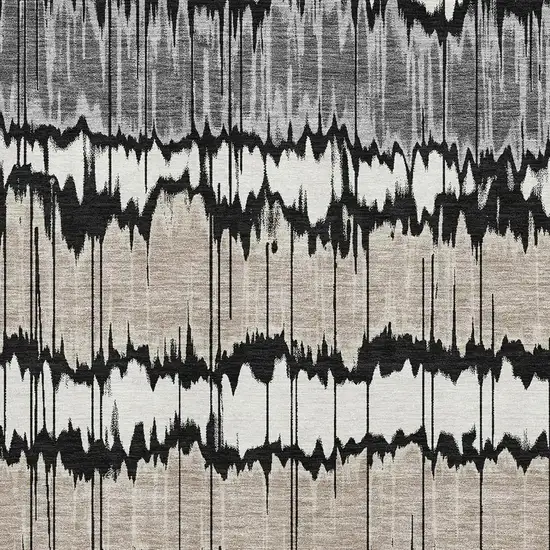 Black Silver And Brown Striped Washable Area Rug With UV Protection Photo 3