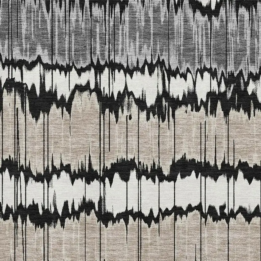 Black Silver And Brown Striped Washable Area Rug With UV Protection Photo 3