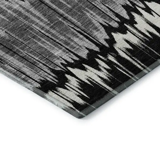 Black Silver And Brown Striped Washable Area Rug With UV Protection Photo 8