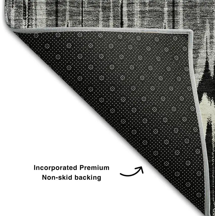 Black Silver And Brown Striped Washable Area Rug With UV Protection Photo 7