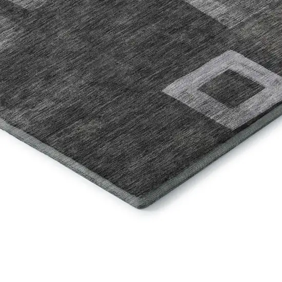 Black Silver And Gray Geometric Washable Area Rug With UV Protection Photo 6