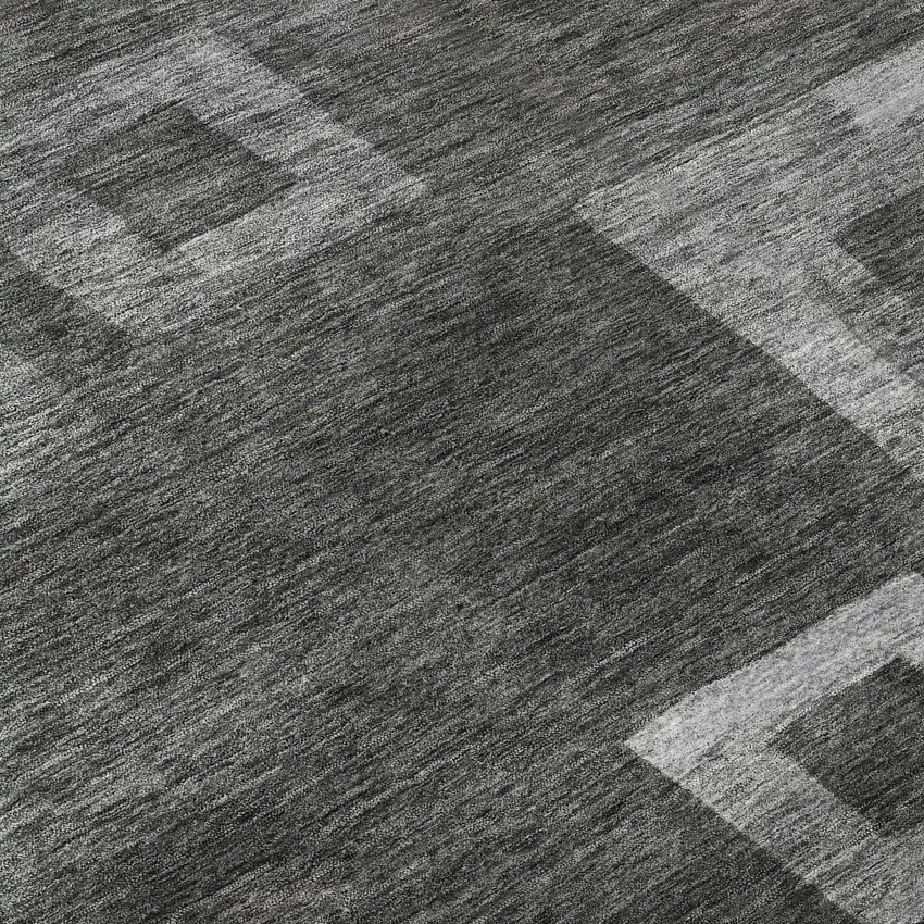 Black Silver And Gray Geometric Washable Area Rug With UV Protection Photo 9