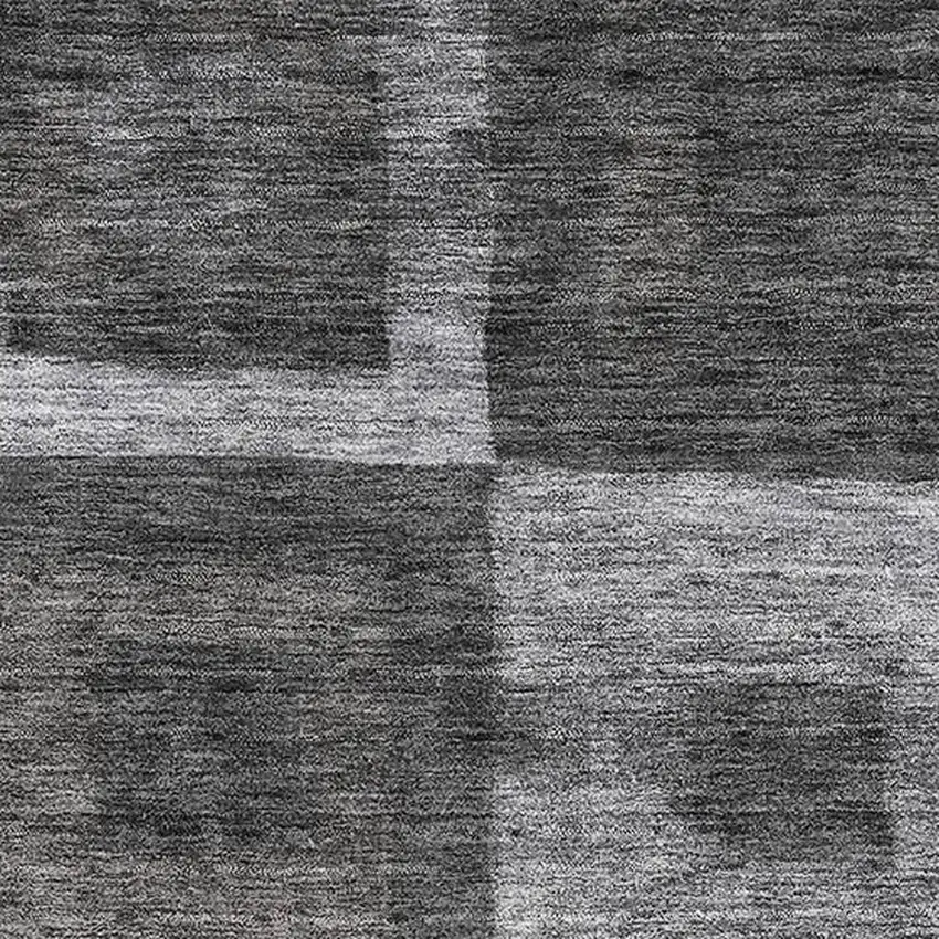 Black Silver And Gray Geometric Washable Area Rug With UV Protection Photo 2