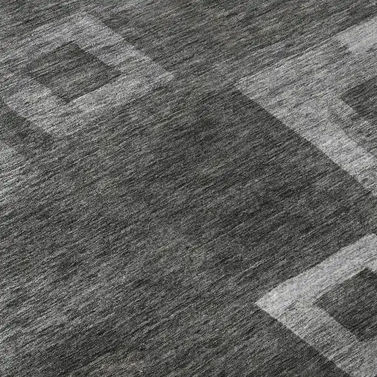 Black Silver And Gray Geometric Washable Area Rug With UV Protection Photo 9