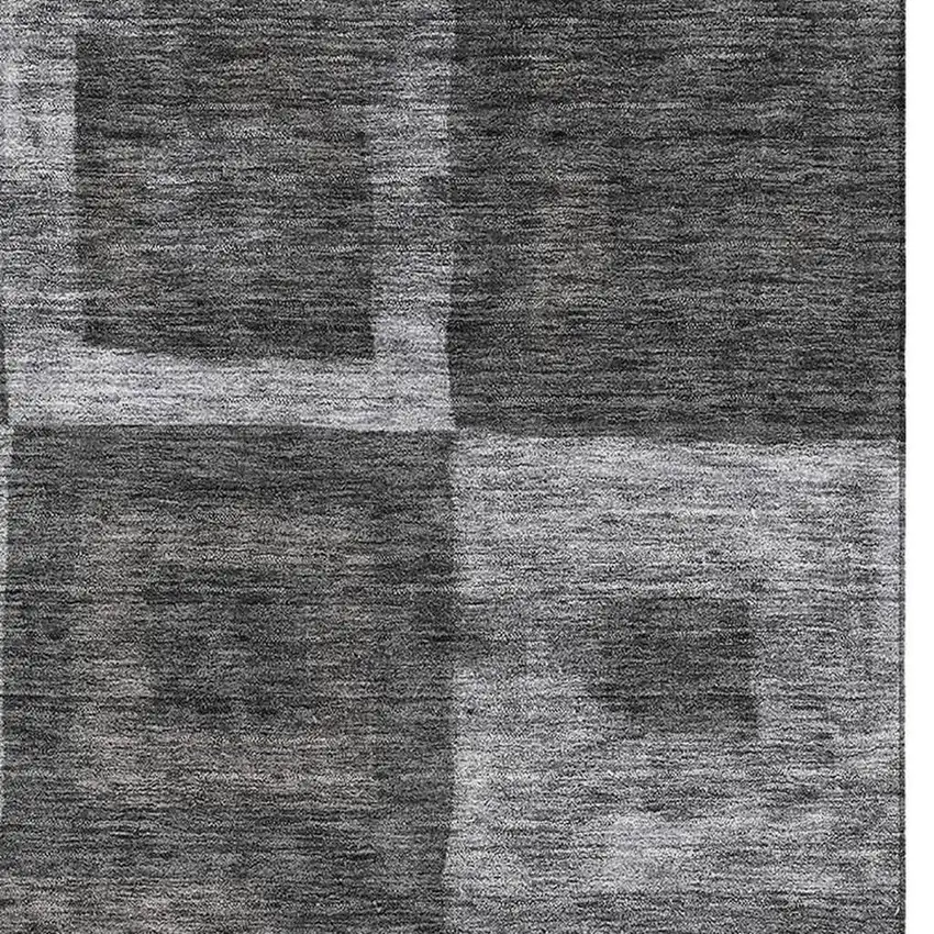 Black Silver And Gray Geometric Washable Area Rug With UV Protection Photo 3