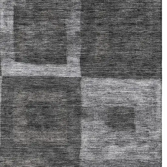 Black Silver And Gray Geometric Washable Area Rug With UV Protection Photo 2