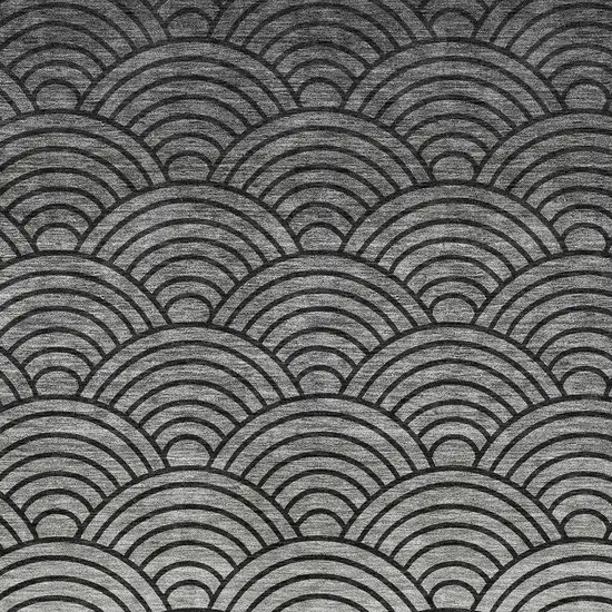 Black Silver And Gray Geometric Washable Indoor Outdoor Area Rug Photo 2