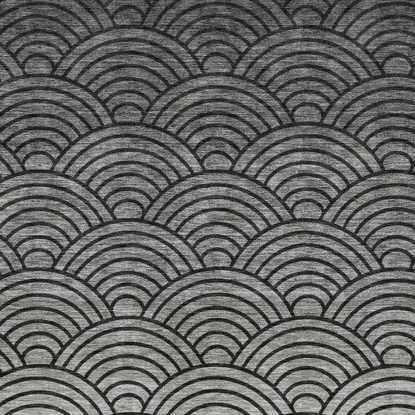 Black Silver And Gray Geometric Washable Indoor Outdoor Area Rug Photo 2